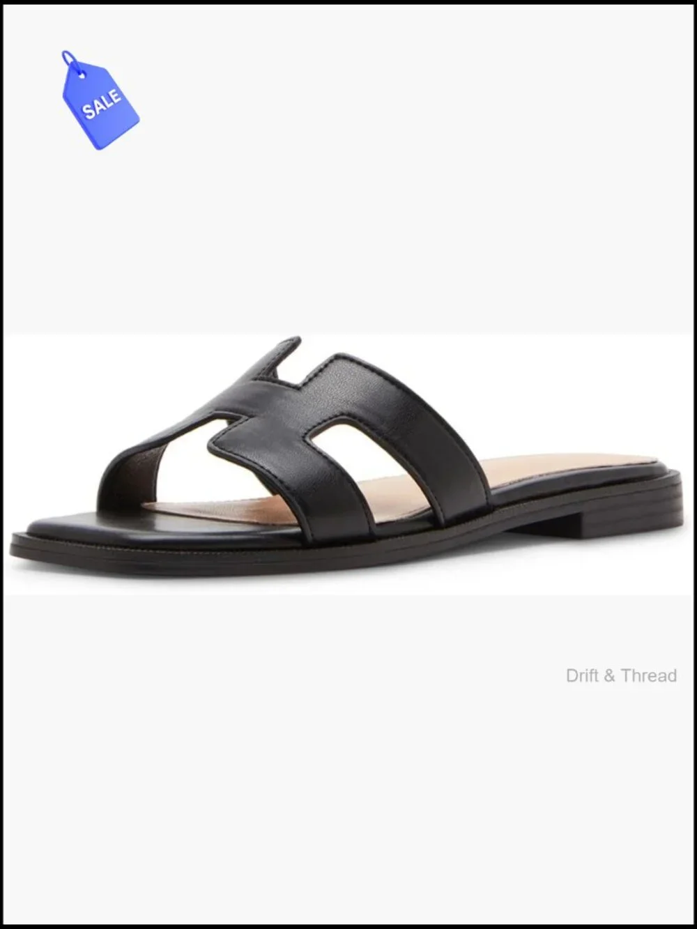 Flat Slide Sandals with Cutout Strap - Lightweight & Comfortable